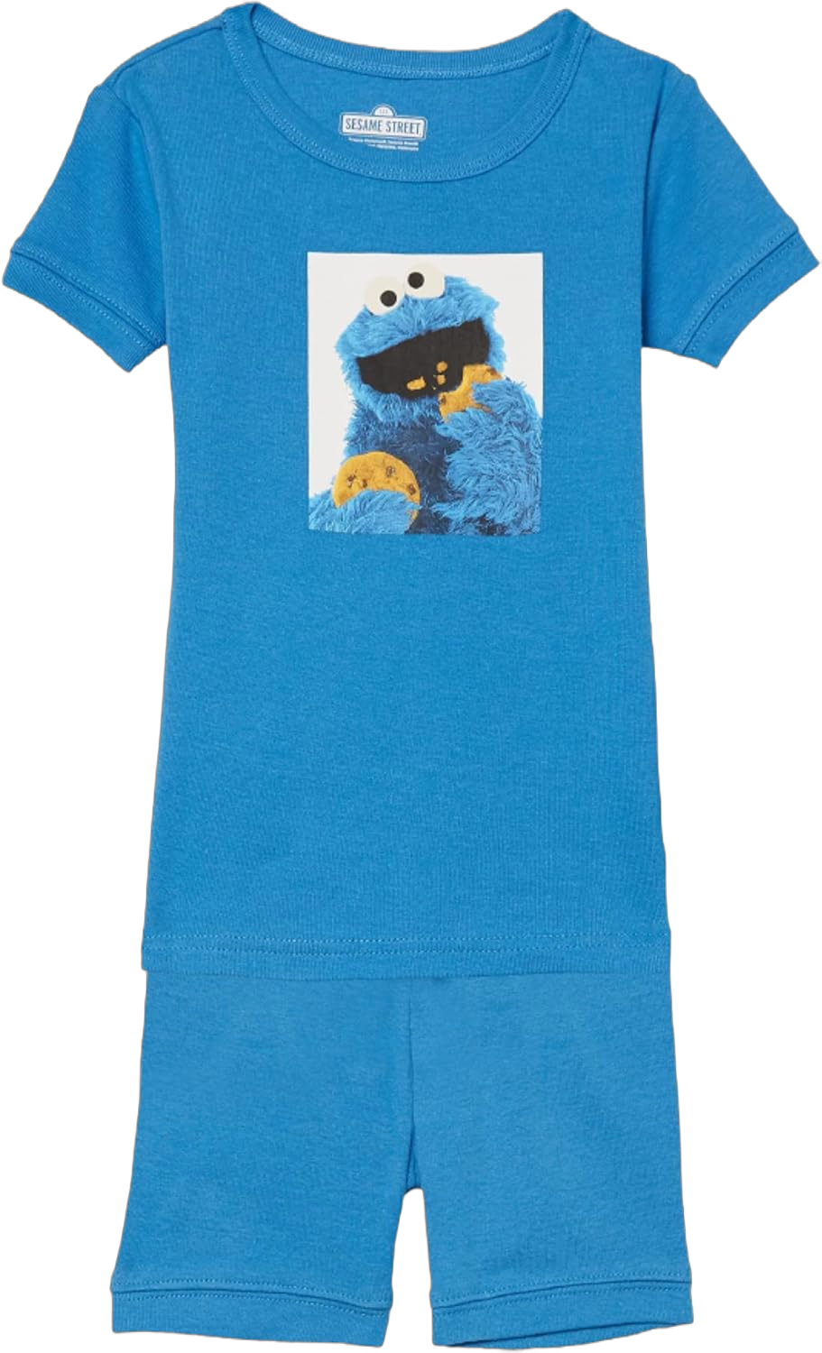 Sesame Street Boys' 2-Piece Snug-fit Organic Cotton Pajama Set, Soft & Cute for Kids 12-18 Months Square Cookie Monster