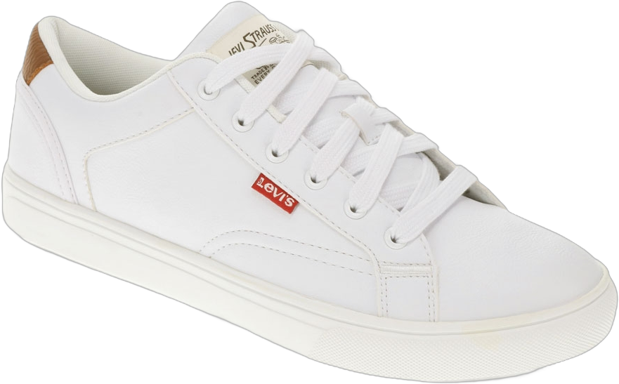 Levi's Mens Jeffrey Synthetic Leather Casual Lace Up Sneaker Shoe, White/Tan, Size 10