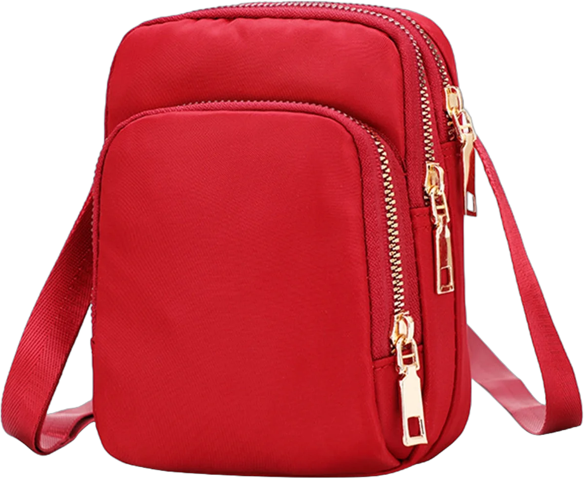 Tuobarr Crossbody Bags for Women, Small Side Shoulder Bag, Crossbody Bag Women Nylon, Travel Mini 3 Layer Zipper Wallet Bag, Passport Holder Red