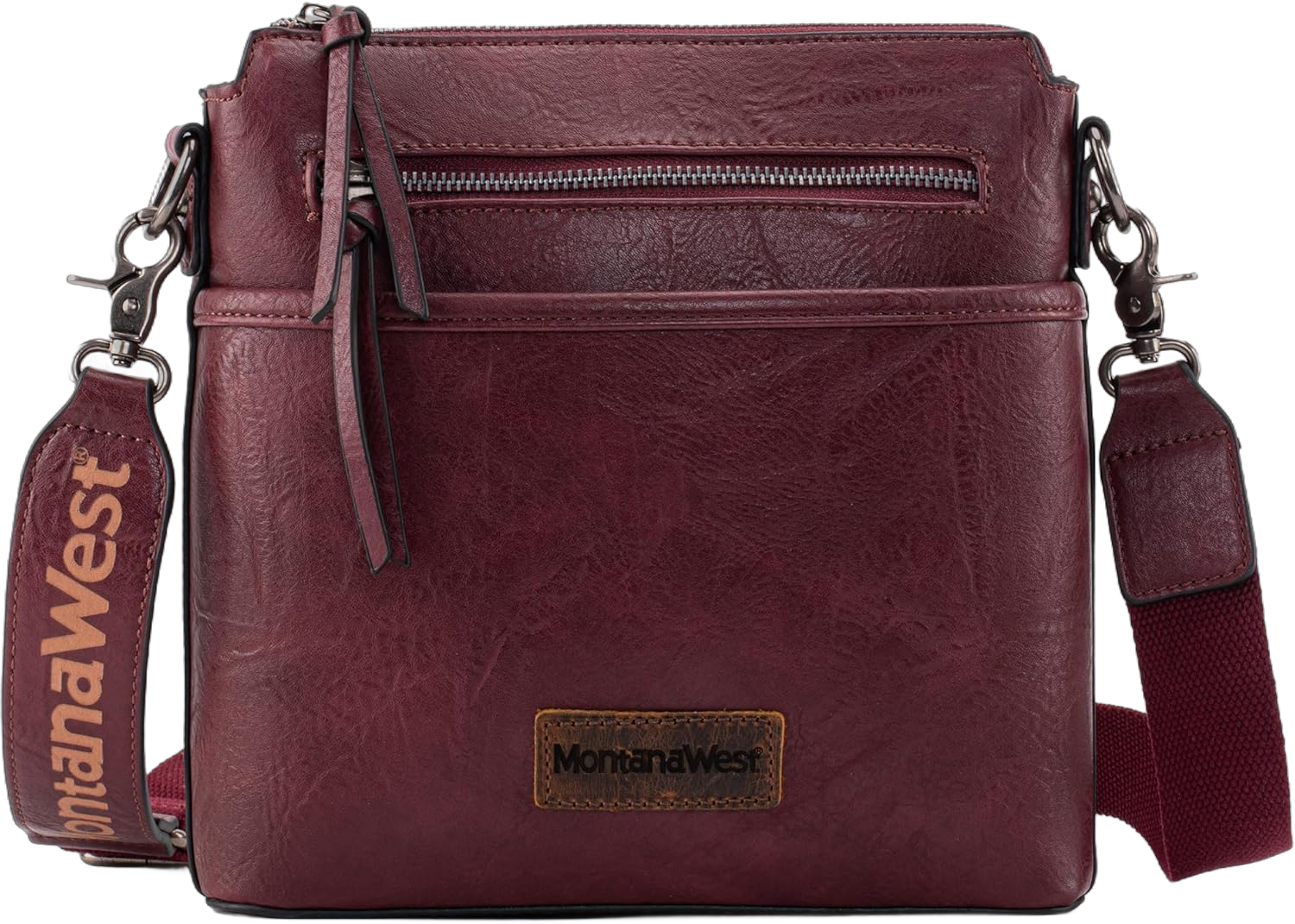 Montana West Crossbody Bag for Women Multi Pocket Cross Body Bag Purses with Guitar Strap Z Retro Burgundy