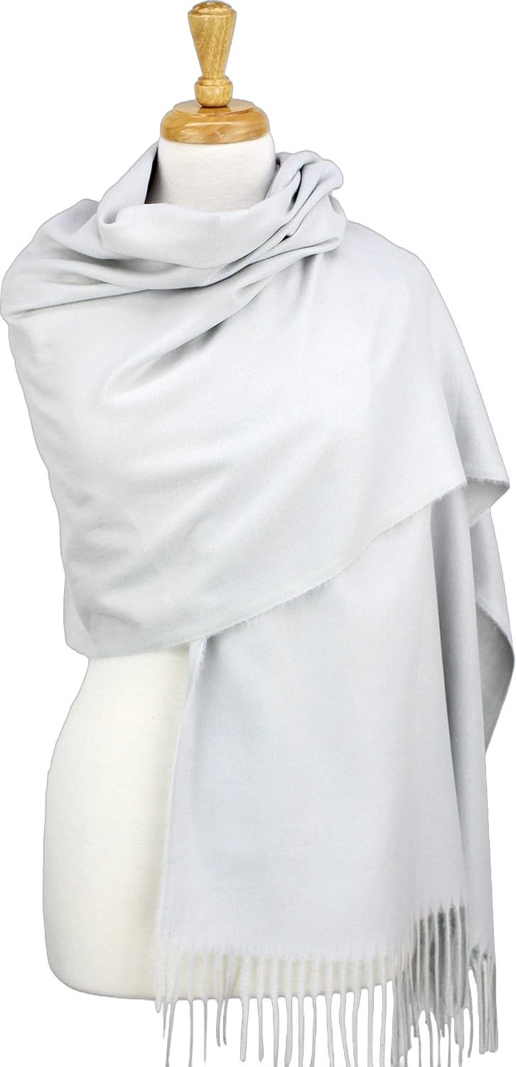 Extra Large 78 Inch X 26 Inch Soft Cashmere Wool Pashmina Shawl Wrap Scarf, Warm And Cozy For Women And Men Light Grey