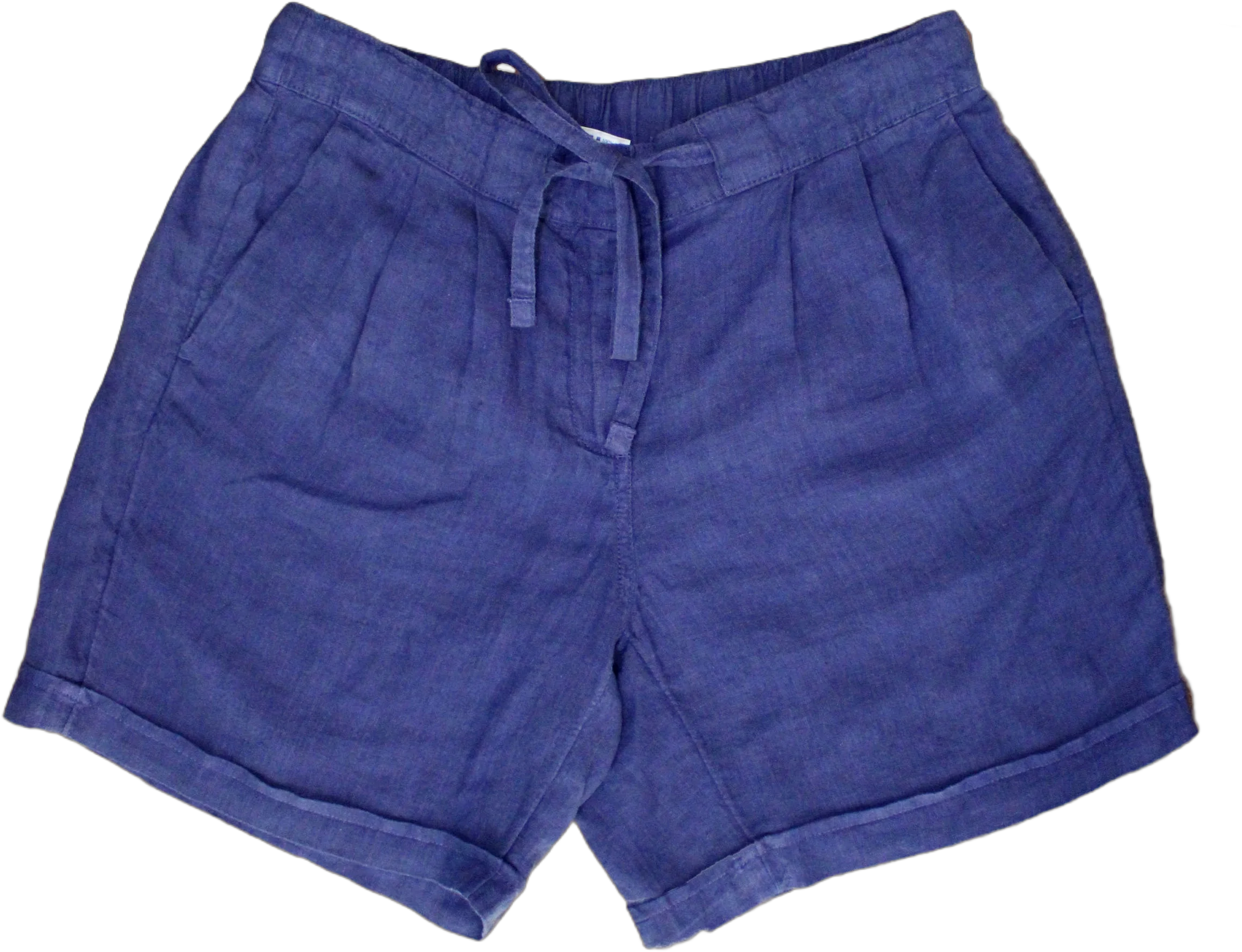 Lands' End Lands End Women Size 8 Petite, Linen Market Shorts, Evening Sapphire Blue