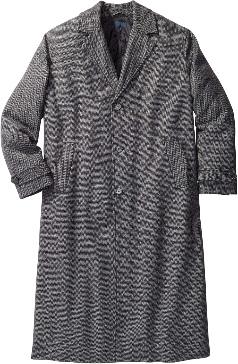 KingSize Men's Big & Tall Tall Wool-Blend Long Overcoat 7X-Large Tall Charcoal Herringbone