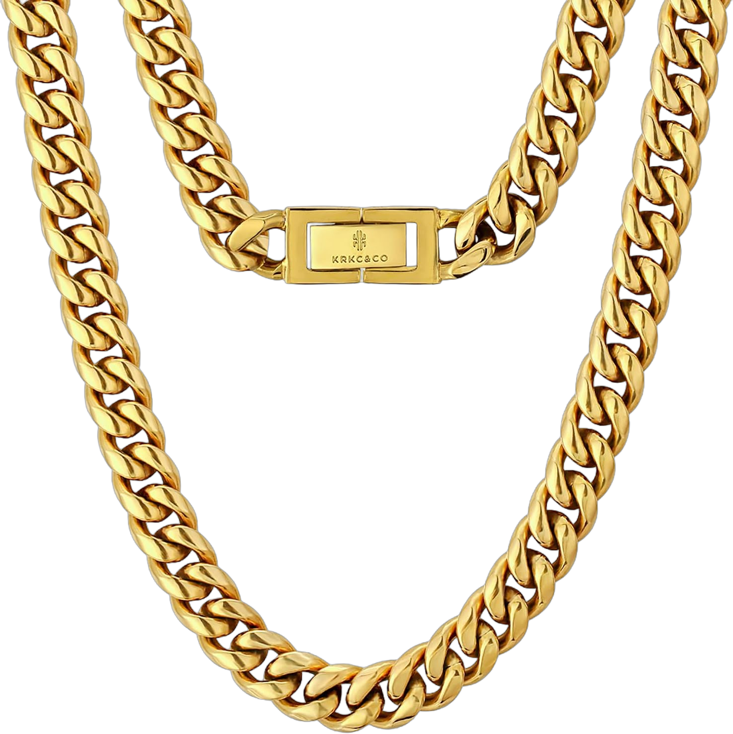 KRKC&CO 8/10/12/14mm Cuban Link Chain for Men, 18k Gold Miami Cuban Link Curb Chain, Mens Jewelry, Durable, Anti-Allergies Street-wear Hip Hop Necklace for Men, 18 20 22 24 26 inches 20.0Inches 10mm-18K Gold