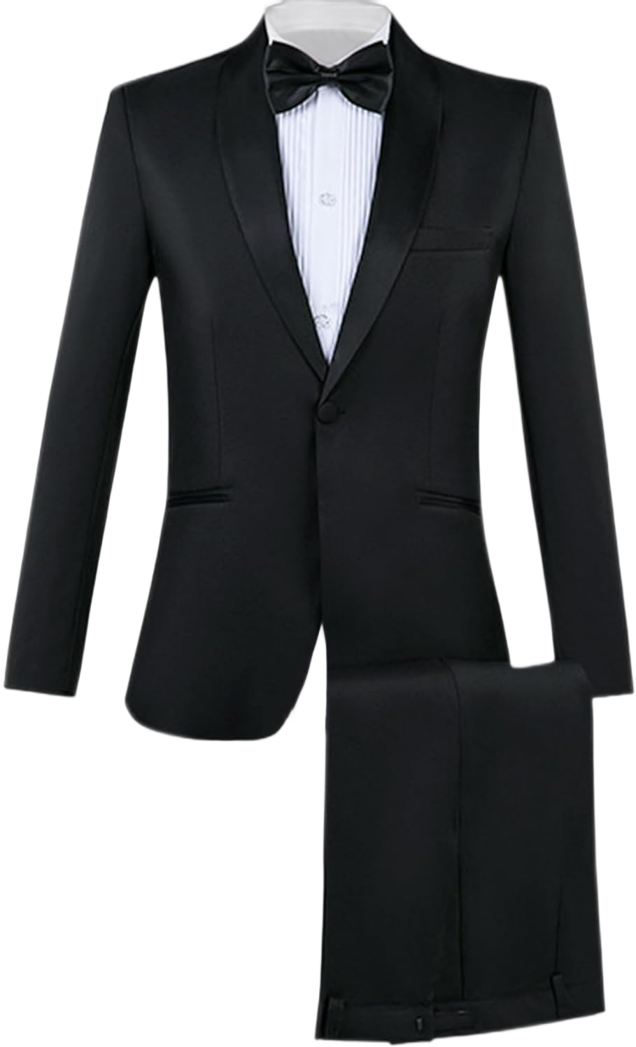 Lars Amadeus Black 2 Piece Suit for Men's Formal Suits Tuxedo Blazer Dress Pants Set Small