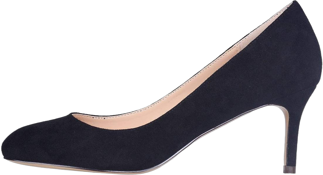 Castamere Womens Round Toe Pumps Stiletto Mid Heels Office Slip-on 6CM Heels 8.5 Black Suede