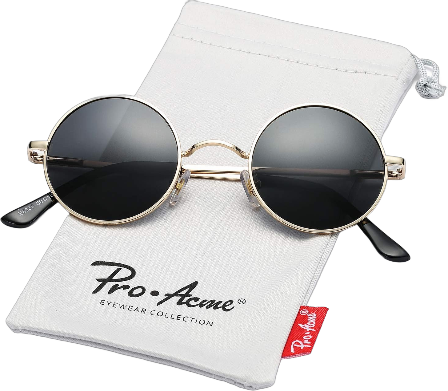 Pro Acme Small Round Polarized Sunglasses for Men Women Circle Retro Shades Metal Hippie Sunglasses UV400 C1-gold Frame/Black Lens 45 Millimeters