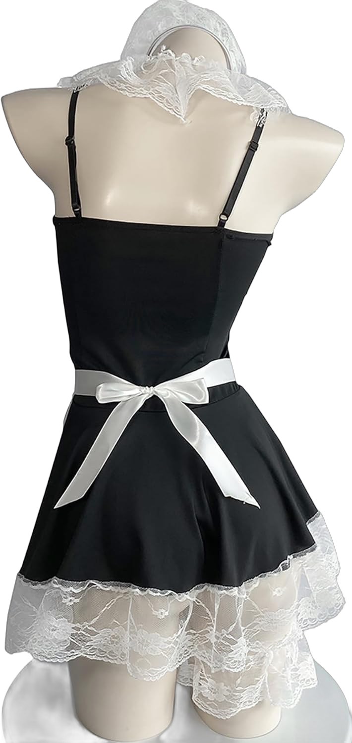 Maid Outfit Anime Cosplay Costume-Sexy Maid Lingerie for Women Halloween Costume for Women Small/Medium Black and White