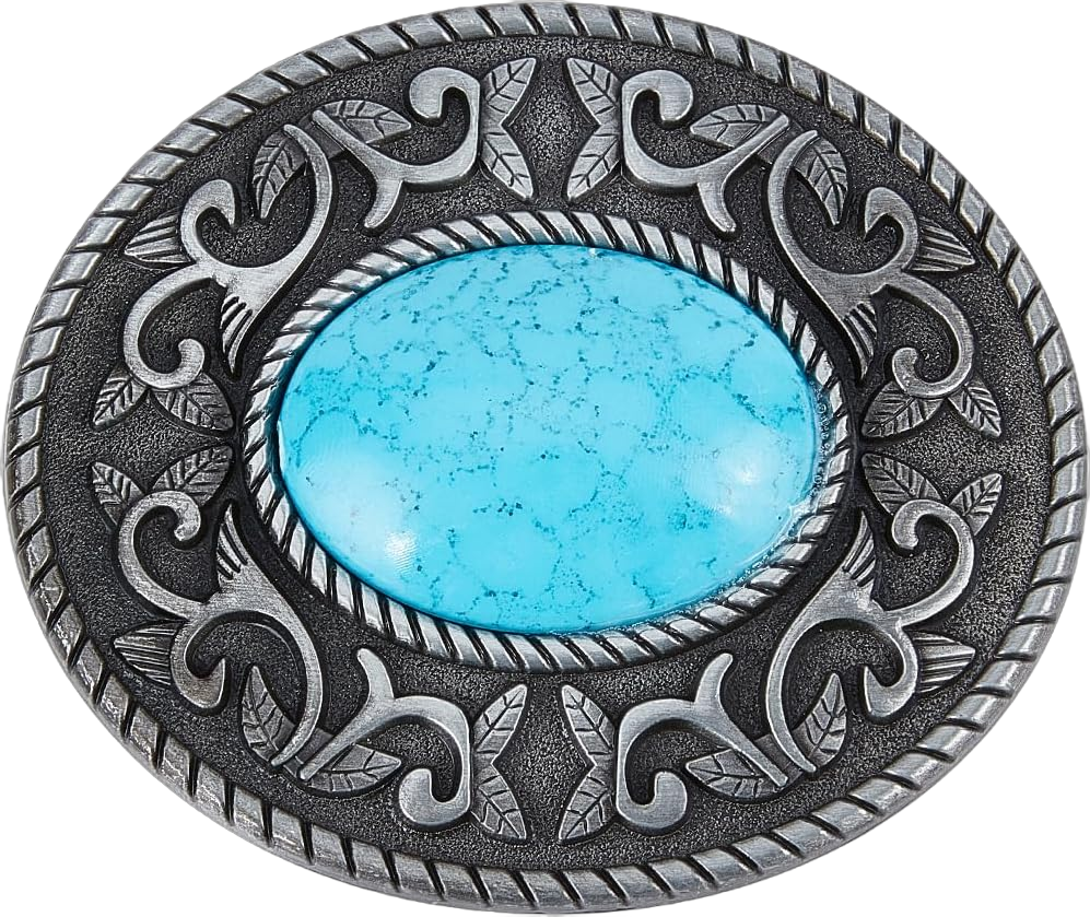 GORGECRAFT Western Turquoise Belt Buckle Vintage Medieval Buckle Belt Fastener Accessory Bohemian Style Fashion Turquoise Jewelry Belt Punk Buckles for Women Ladies Cowgirl Cowboy Men, Antique Silver