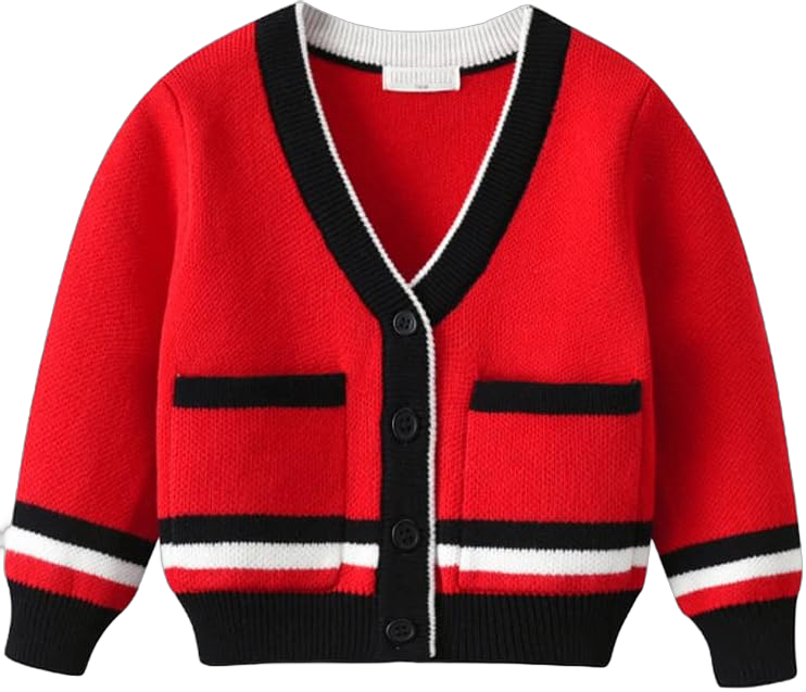 Vivobiniya Kid Boys Knit Sweater Toddler Baby Long Sleeve Cardigan Boy's Outerwear Children Coat 9-12 Months Red