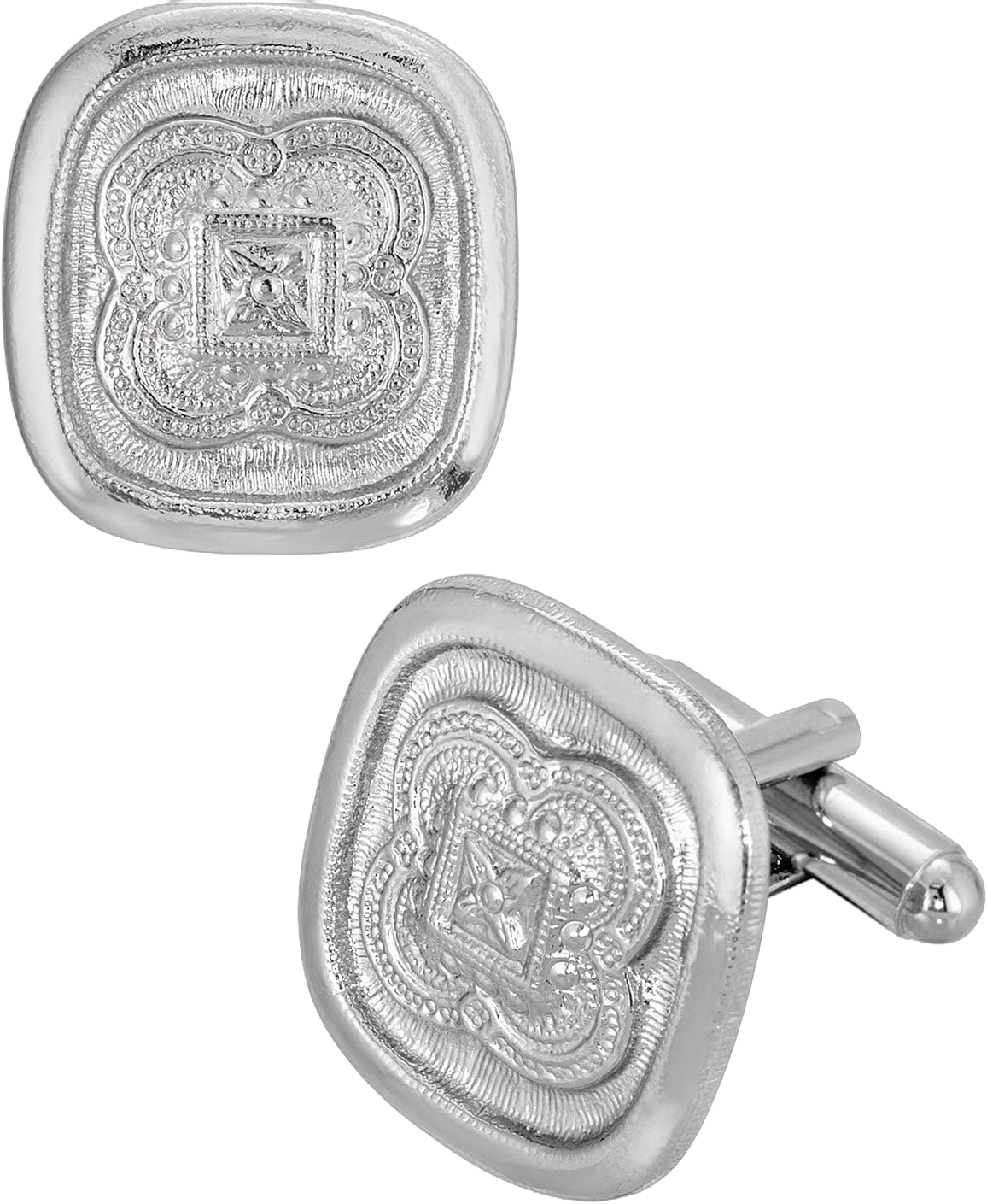 1928 Jewelry Mens Deco Clover Ornate Cufflinks Silver