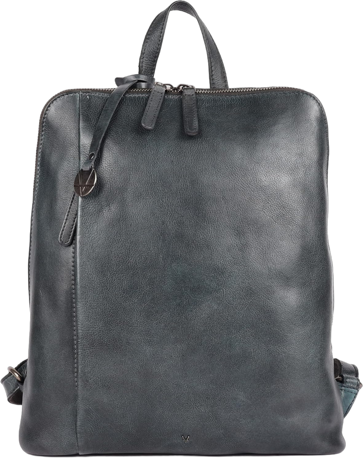 14.5 Inch Genuine Leather Backpack for Women and Men, Grey Leather Backpack with Adjustable Shoulder Strap