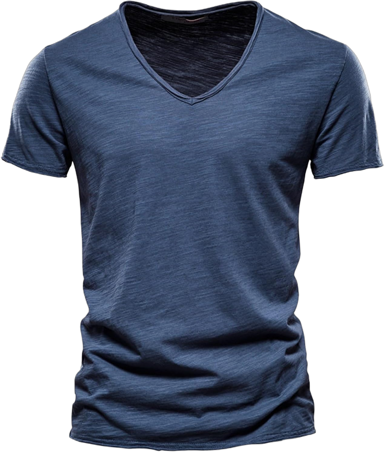 Men's V-Neck T-Shirts Soft Fitted Premium Classic Tee Men's T Shirts Cotton Hipster Hip Hop Longline Crewneck T-Shirt Navy Medium