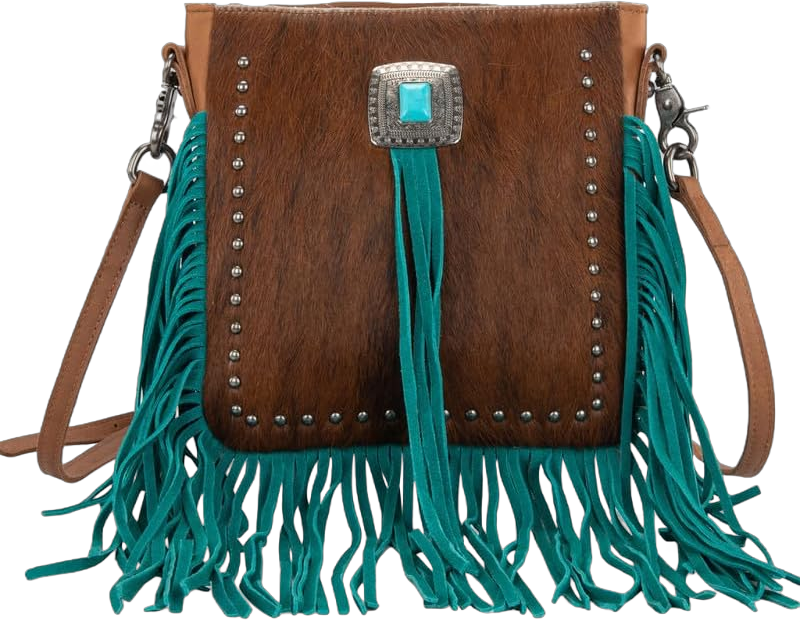 Montana West Cowhide Purse Fringe Western Purses for Women Small Crossbody Bags Wallet Leather Shoulder Cross Body Bag Messenger Handbag Western-MWR-063TQ