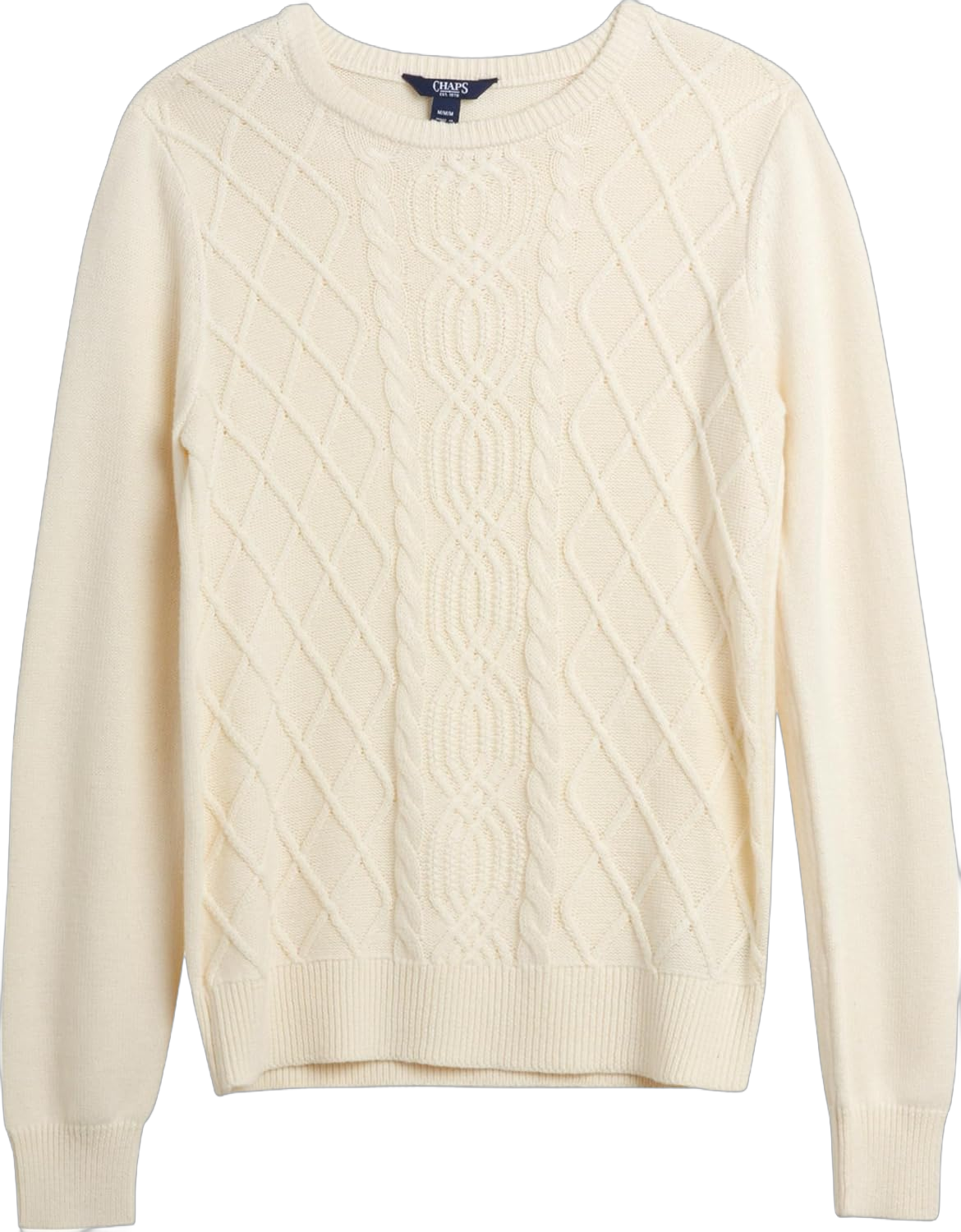 Chaps Women's Sweater - Cotton Cable Knit Pullover Sweater - Lightweight Casual Crewneck Ribbed Sweater (S-XXL) X-Large Ivory