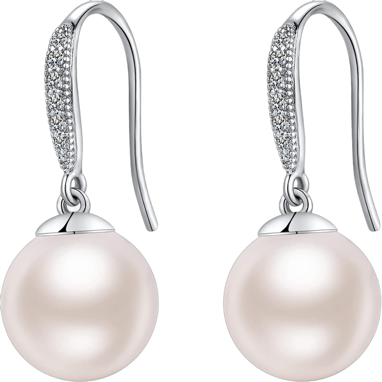 Jiamiaoi Pearl Earrings for Women 925 Sterling Silver Hook Earrings Dangle Drop Pearl Earrings Silver Drop Earrings for Women, Come with Gift Box A1-silver-10mm pearl