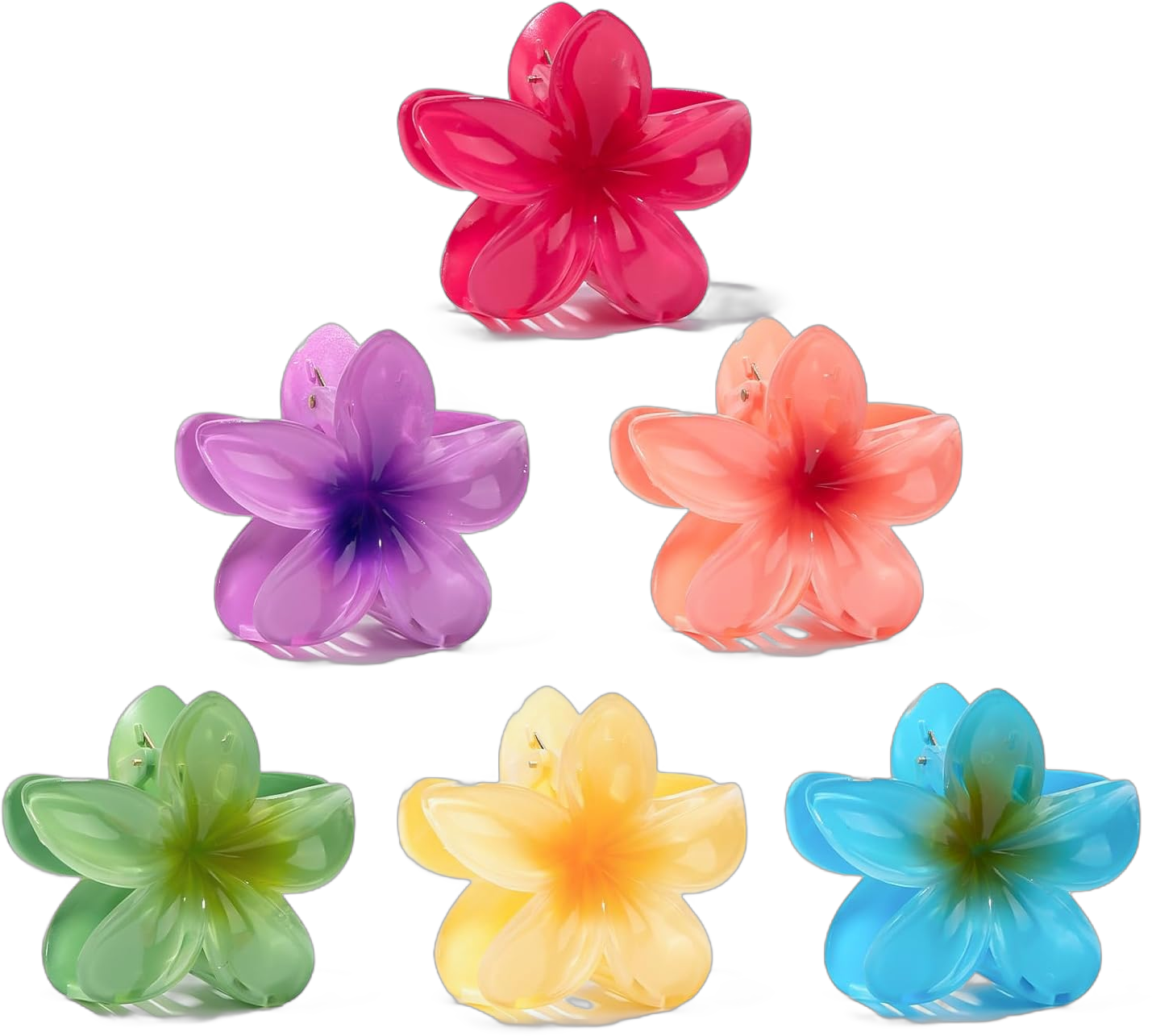 TULOBI Flower Claw Clips 6 Pack Large Flower Hair Clips for Women Hawaiian Hair Clip for Thick Thin Hair Beach Tropical Hair Accessories - Set 2 Color Set 2