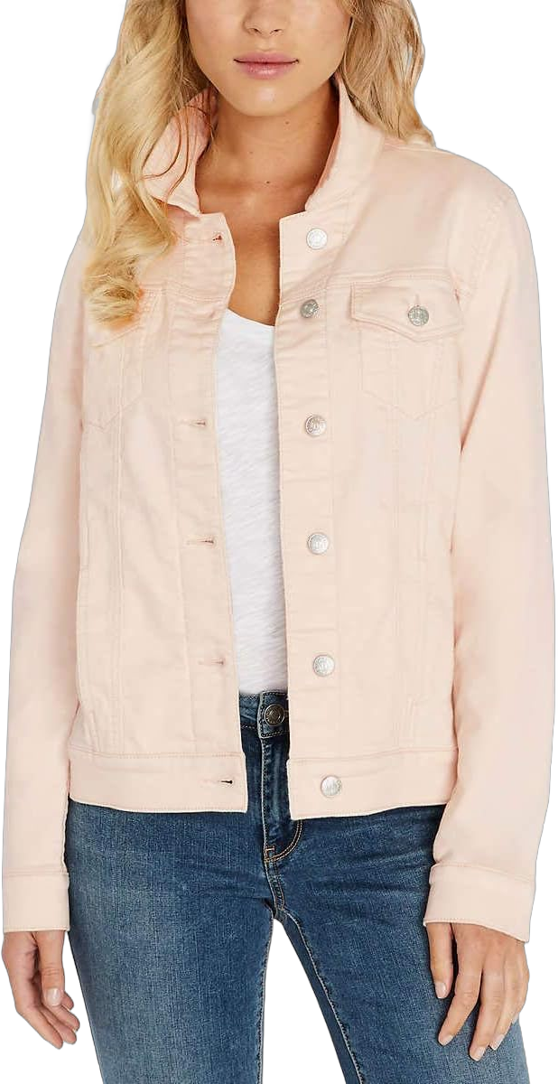 Buffalo David Bitton Womens Knit Denim Jacket (Light Pink, Medium)