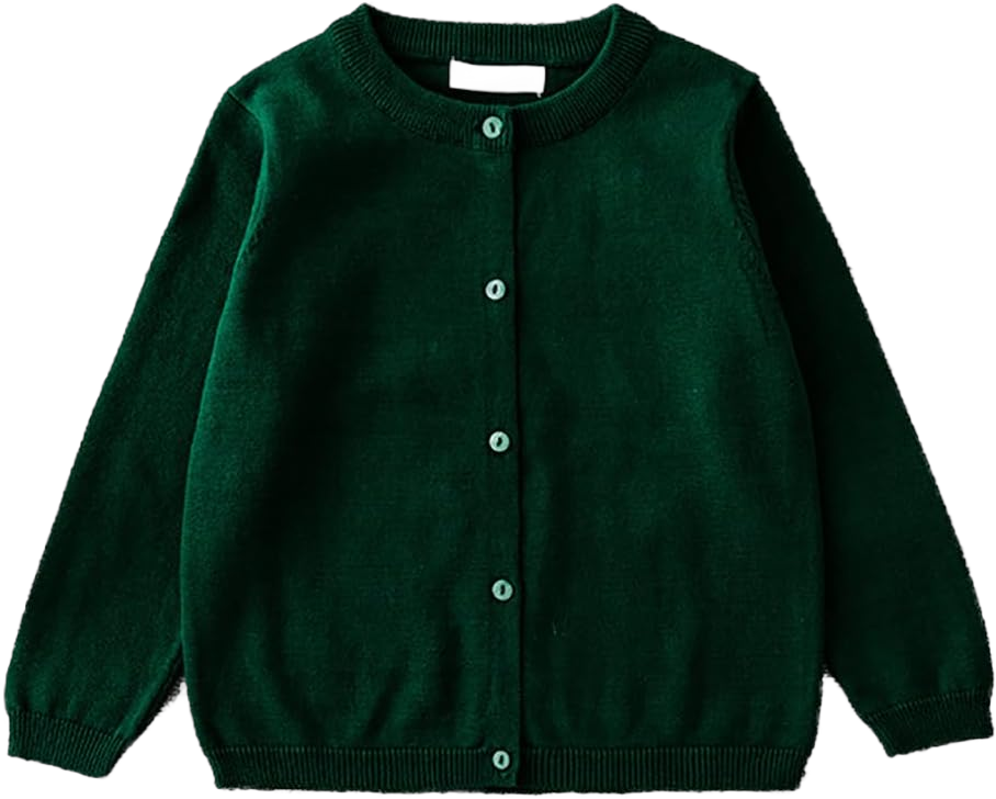 Unisex Girls Boys Cardigan Sweater School Uniforms Button Long Sleeve Knit Tops Basic Cardigan 5-6 Years Dark Green