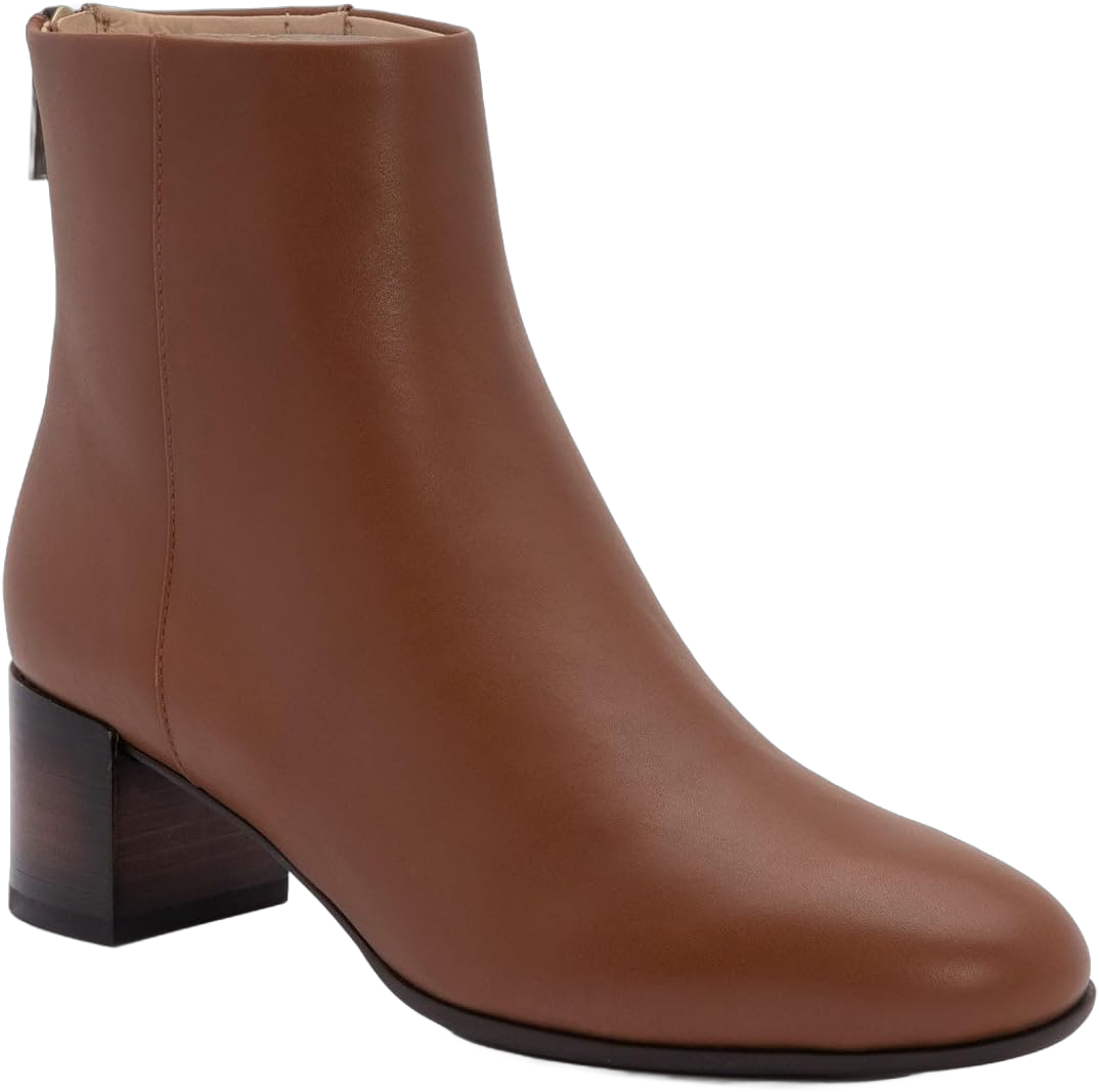 ABEO Plaza Back ZIp Booties for Women | Fall Boots for Women | Water Resistant Leather | Built-In Orthotic Insole 9 Dark Tan