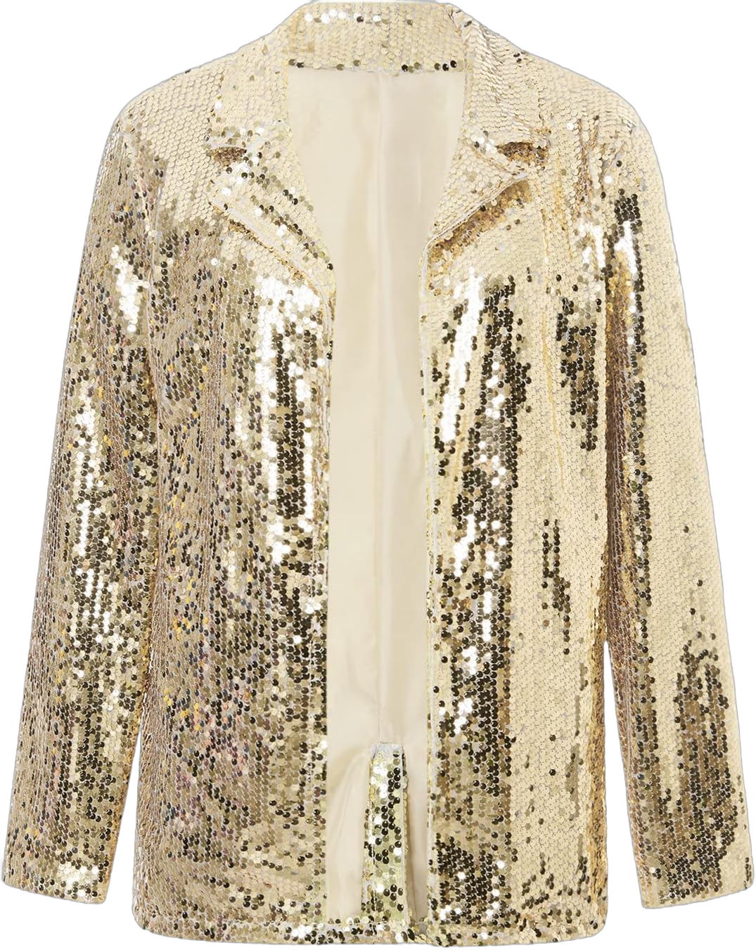 Sequin Blazer for Women Casual Sequins Long Sleeves Lapel Jacket Glitter Cardigan Coat Business Office Outfit Small Gold