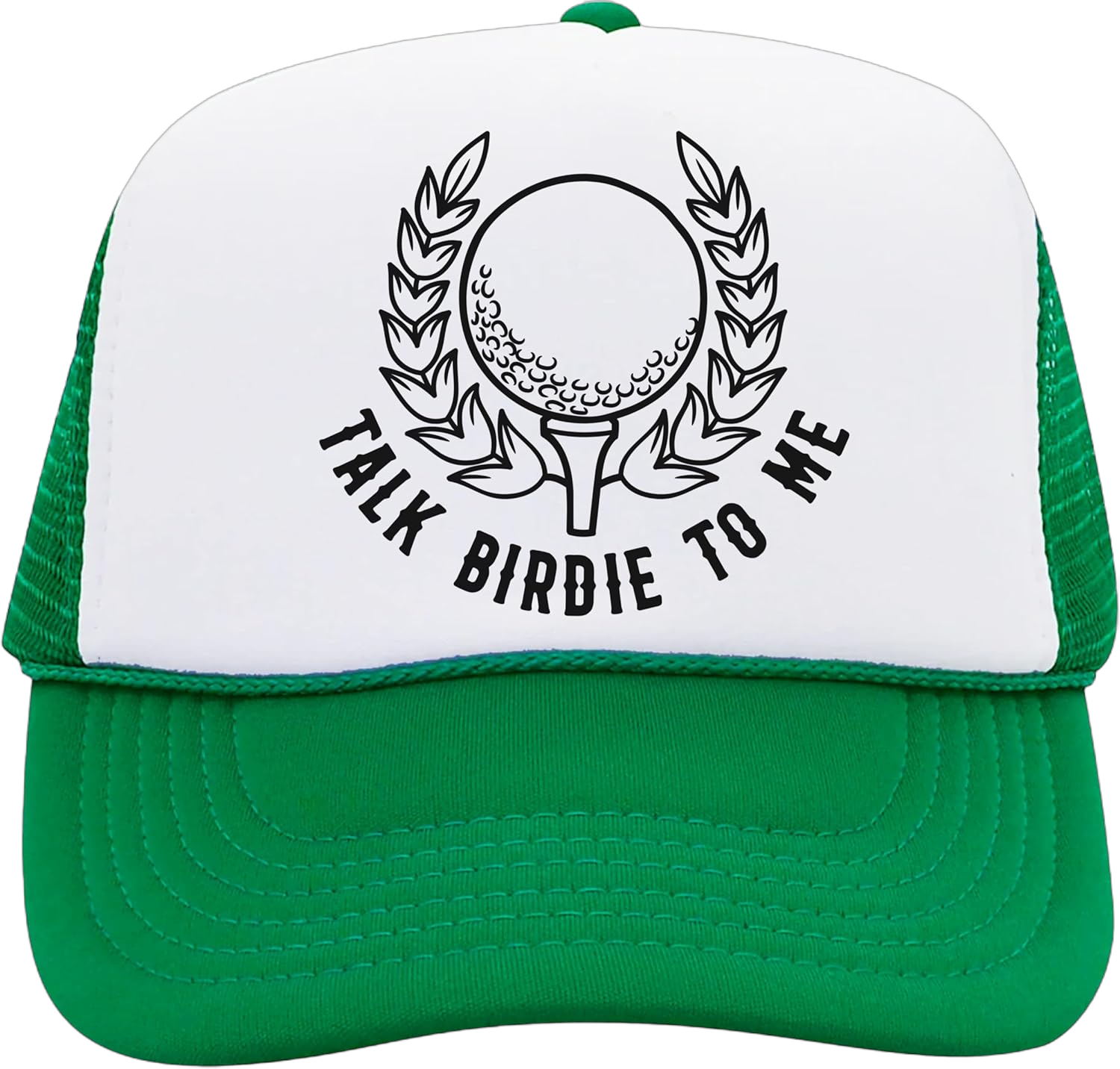 Talk Birdie to Me Golf Hat for Men and Women Funny Classic 5 Panel Mesh Snap Back Trucker Hat One Size White / Kelly