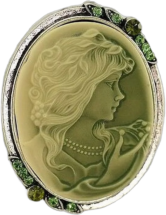 Soul Breeze Collection Antique Vintage Replica Style Green CAMEO Brooch Pin Fashion Jewelry for Women