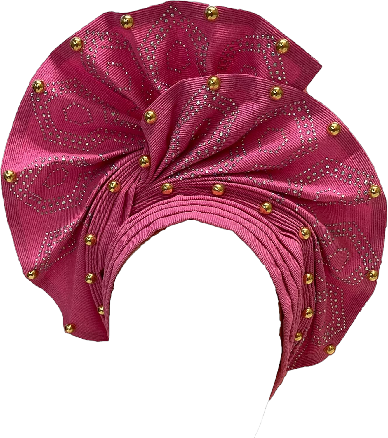 Nigerian ASO Oke Auto Gele Headtie Already Made African Headties Women Head Wrap Turban Cap Femme Headgear Pink