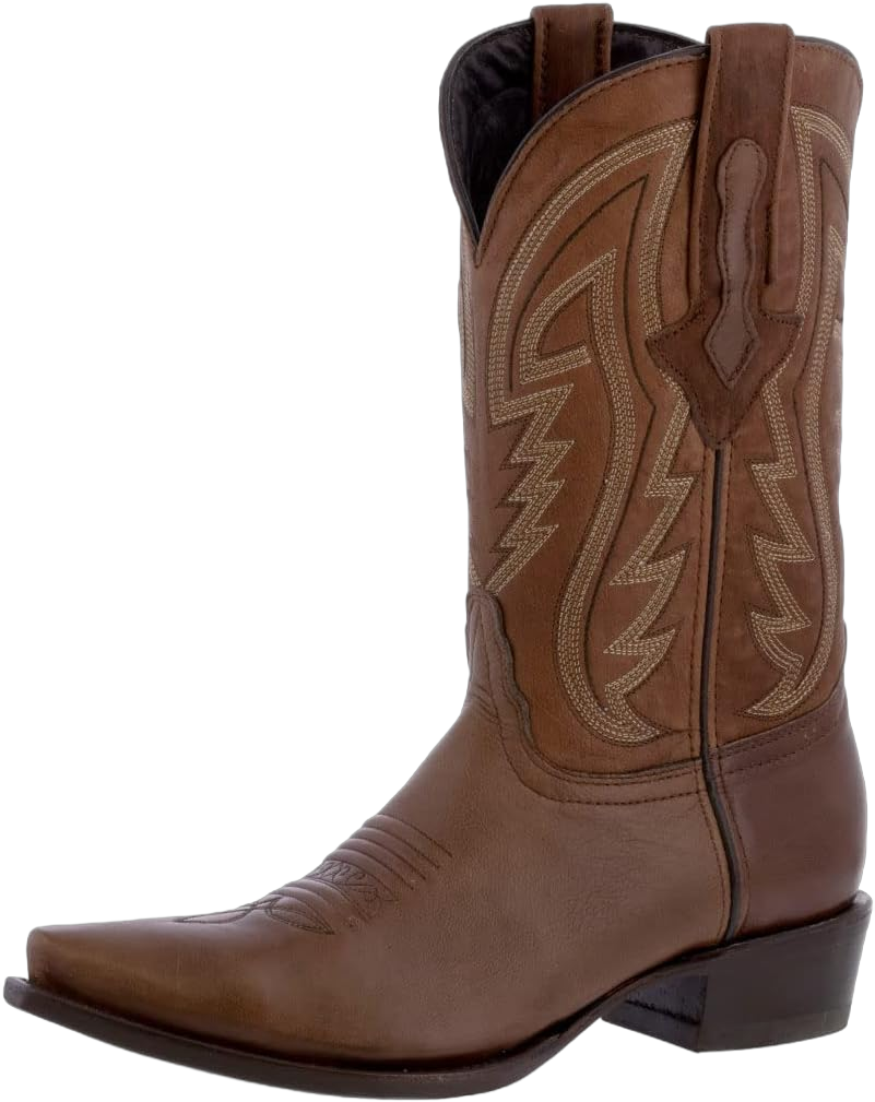 Texas Legacy Mens Brown Cowboy Boots Western Wear Solid Leather Snip Toe 9.5 Wide Brown