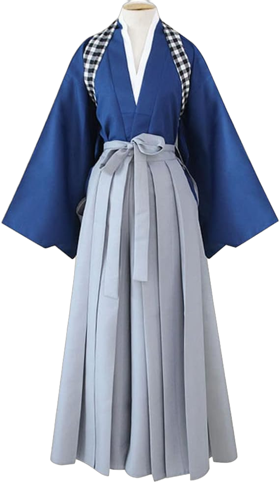 Unisex Kendo Hakama Aikido Japanese Traditional Samurai Kimono Warrior Martial Arts Uniform Pants Outfit Large 01-blue