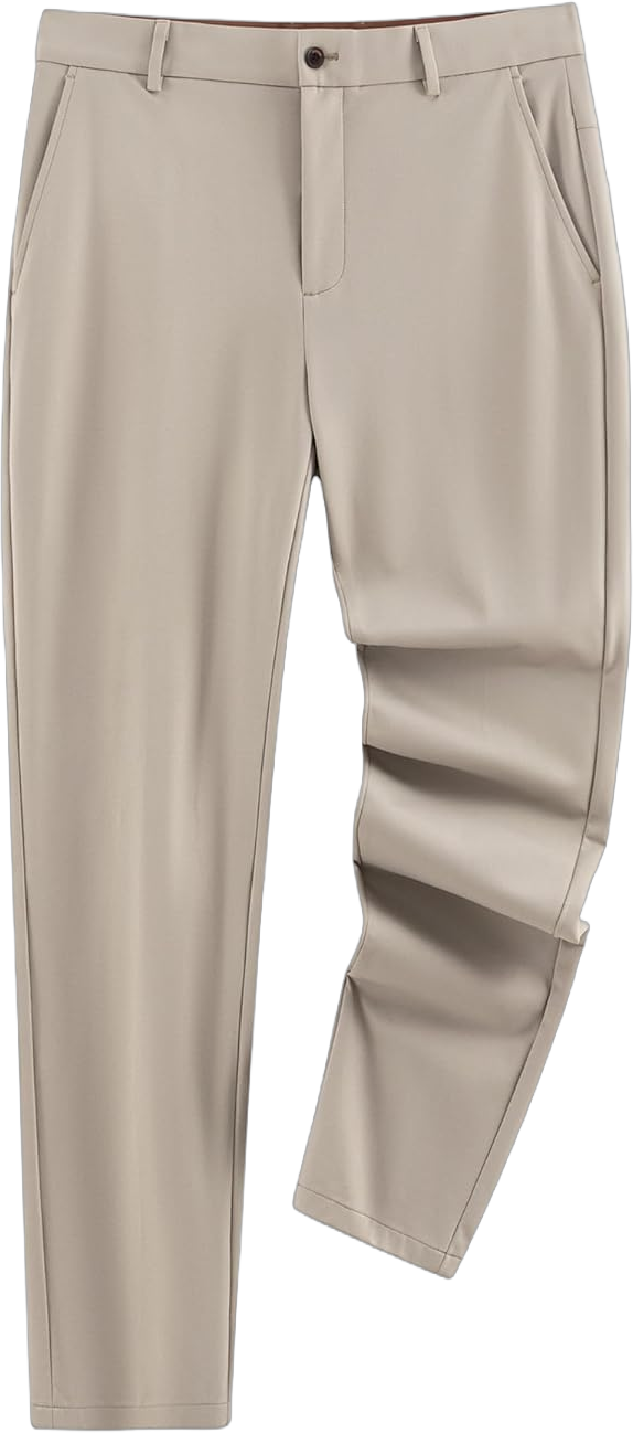 Men Dress Pants, Slim Fit Stretch No Iron BreatheExpandable Waist Business Casual Pants 34W x 29L Khaki