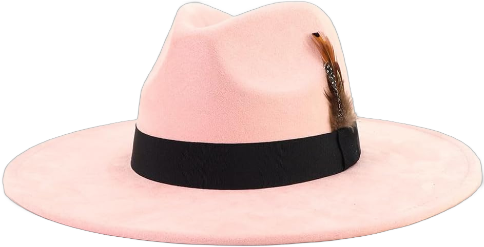 LIDHAY Big Wide Brim Fedora Hats for Women Men Western Suede Hat Panama Hat Outdoor Hats One Size Skin Pink