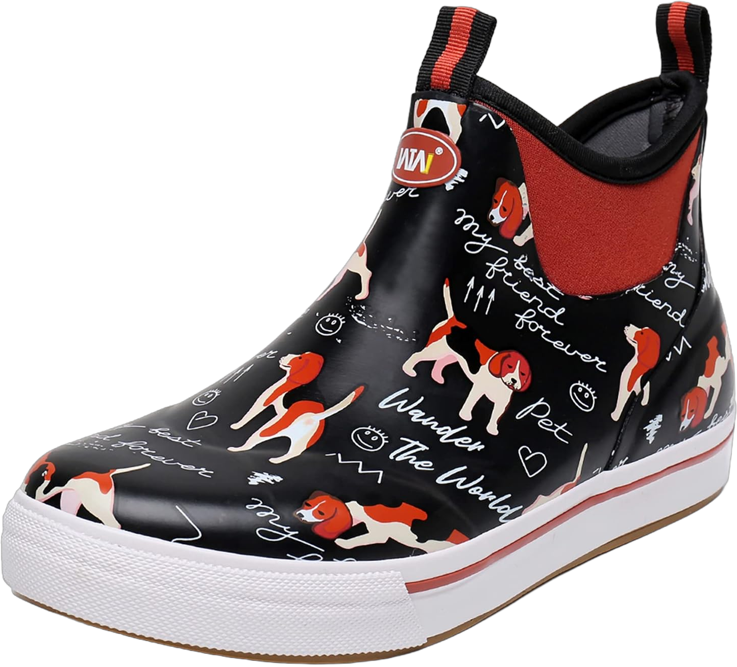 WTW Unisex Rain Boots for Men and Women, Waterproof Rubber Fishing Deck Boots Neoprene Boots Slip on Ankle Garden Shoes 11 Women/9 Men Dog