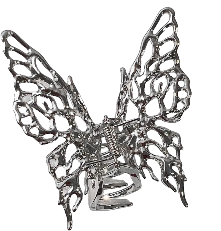 Silver Butterfly Openwork Metal Hair Clips For Women Large Hair Claw Clips for Thick Hair Vintage Geometric Headband Women Girls Hair Accessories Non-Slip No Broken Strong Hold Hair Clamps