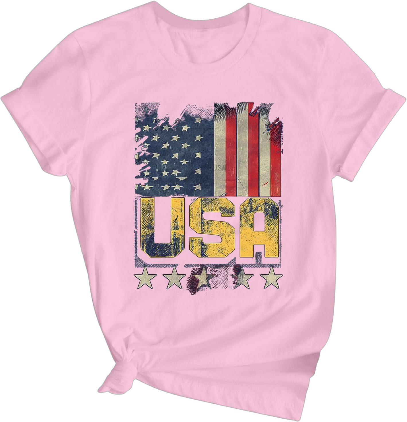 Womens USA Shirt 4th of July Memorial Day Shirts Casual Short Sleeve American Flag T-Shirt Cute Graphic Patriotic Tops Large B01~pink