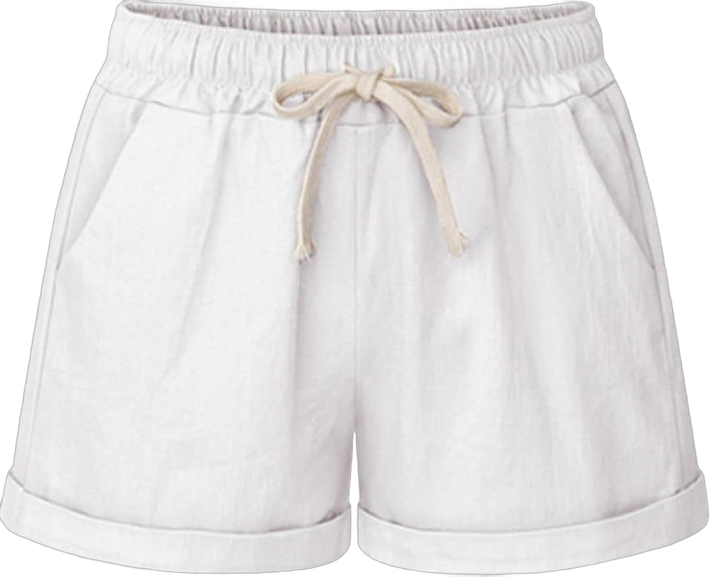 Lu's Chic Women's Casual Shorts Drawstring Shorts Cotton Blend Loose Fit Drawstring Summer Mid Rise 28 White