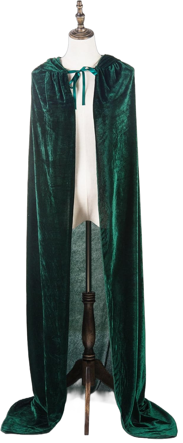 Mayplous Halloween Costume Cape Cosplay Cape Velvet Cloak Fancy Dress Role Play Dress Up 150cm / 59" Dark Green