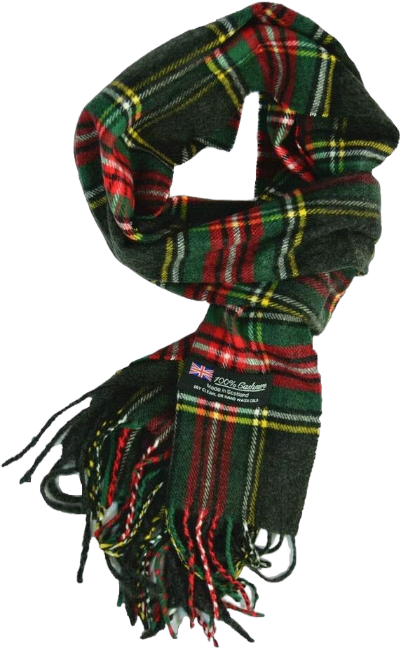 Womens Royal Stewart SCOTLAND 100% CASHMERE Scarf Scarves Plaid Tartan Wool #CA02 Gray