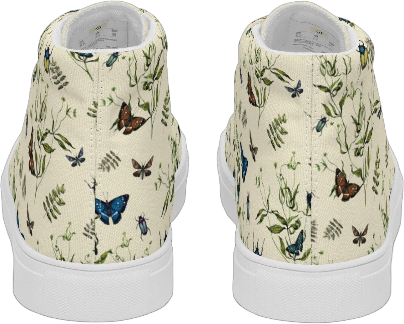 Women’s high top canvas shoes Butterfly Garden/Apricot White