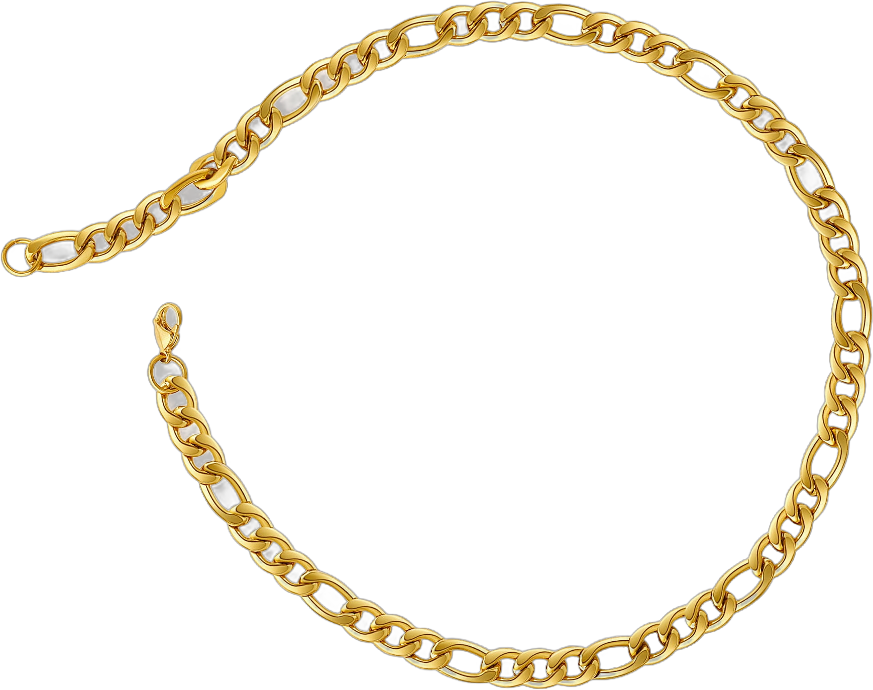 TINGN Gold Chain for Men, 5mm 30 Inch Stainless Steel Gold Plated Figaro Chain Necklace for Men