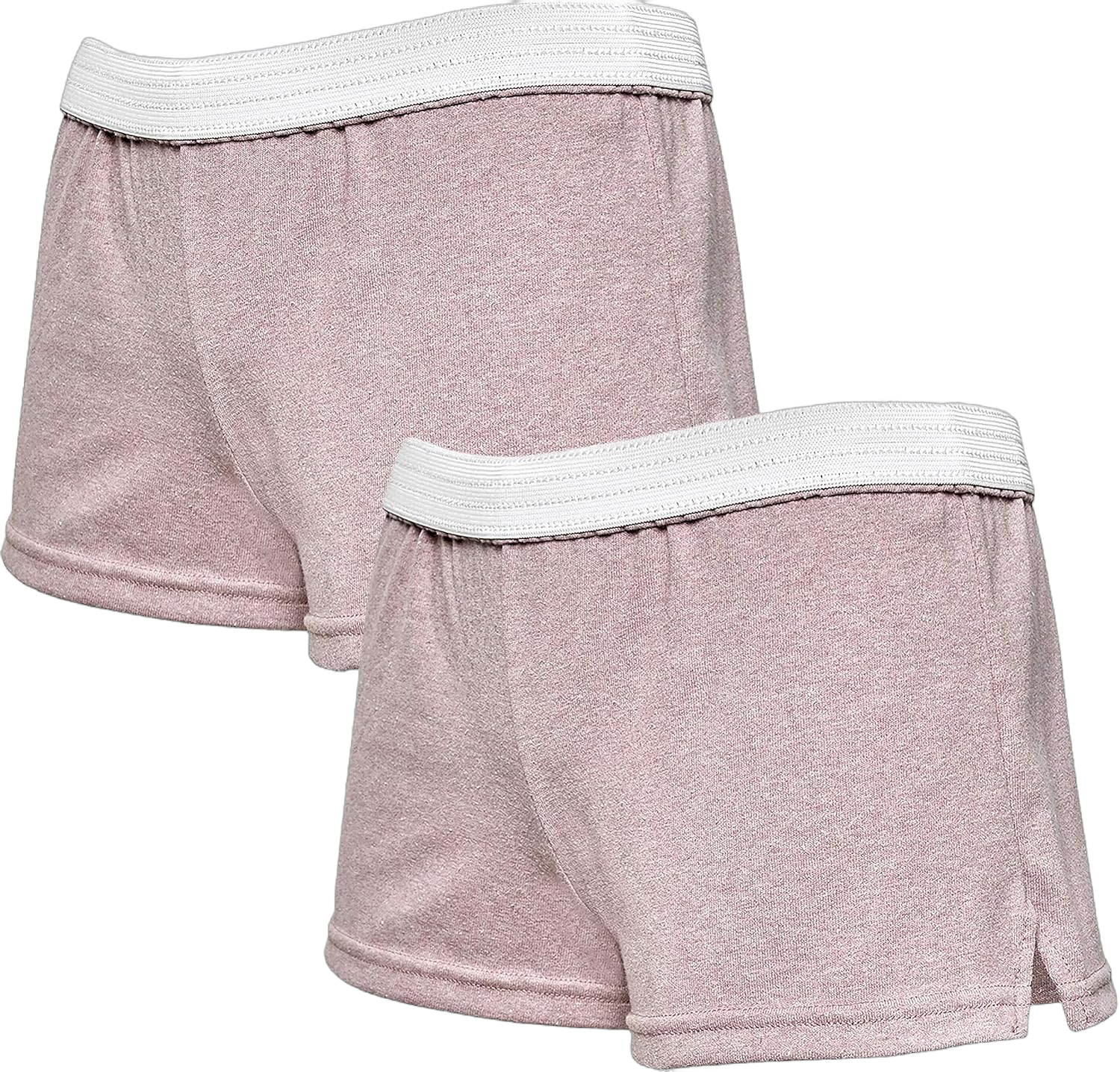 Soffe Womens Fashion Authentic Cheer Active Shorts - 2 Packs (X-Small, Chalk Purple Heather)