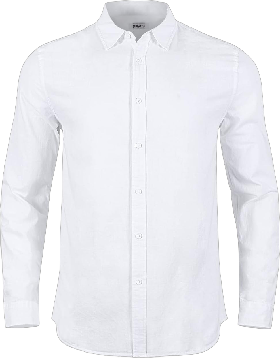 Mens Casual Long Sleeve Cotton Linen Shirts Buttons Down Solid Plain Roll-Up Sleeve Summer Beach Shirts XX-Large White