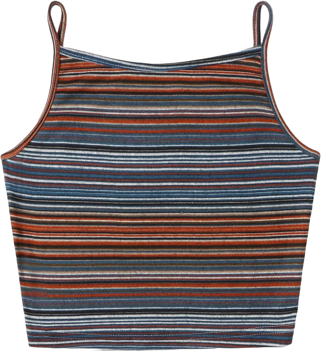 COZYEASE Women's Striped Print Tank Top Vest Slim Fitted Spaghetti Strap Sleeveless Casual Crop Top X-Small Multicolor