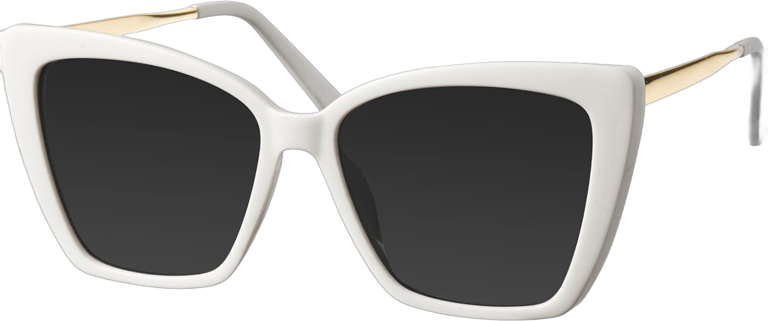 mosanana Oversized Cat Eye Sunglasses for Women Trendy Style MS52028 C5-white