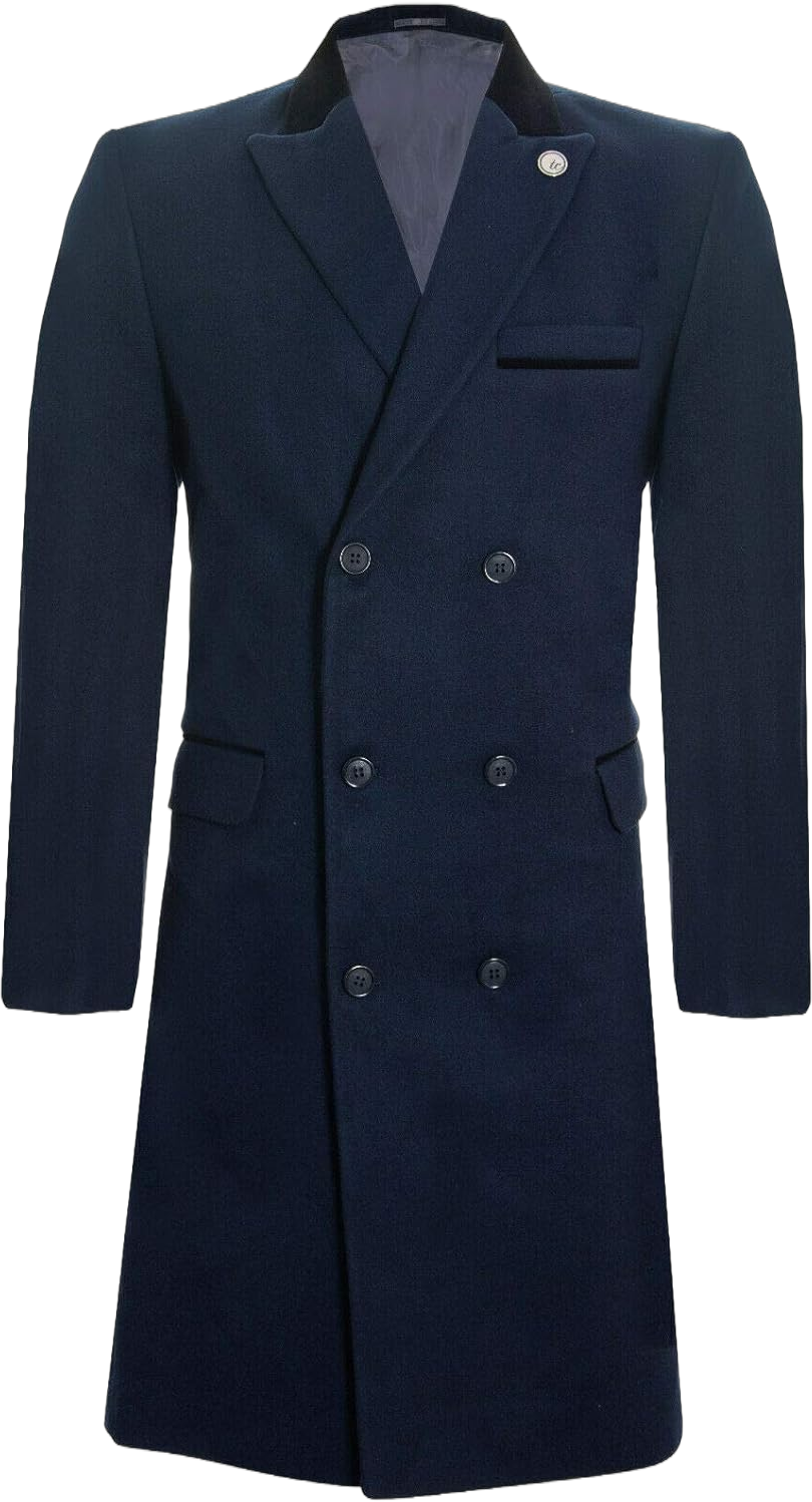 Mens 3/4 Long Double Breasted Warm Winter Business Crombie Overcoat Wool Coat