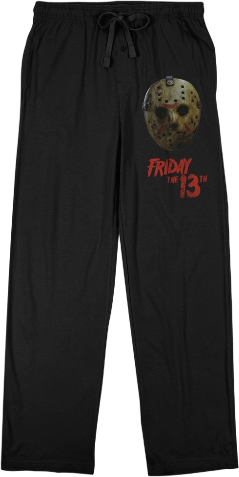 Friday The 13th Jason Voorhees Hockey Mask Men's Black Sleep Pajama Pants-X-Large