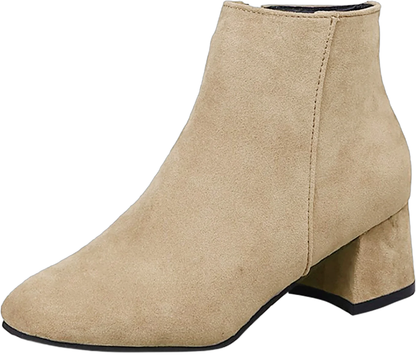 iOPQO Women's Ankle Boots Fashion Color Boots Block Suede Short Solid Heel Side Women's Zipper Boots women's boots Suede Zip Block Heel Booties Beige 37