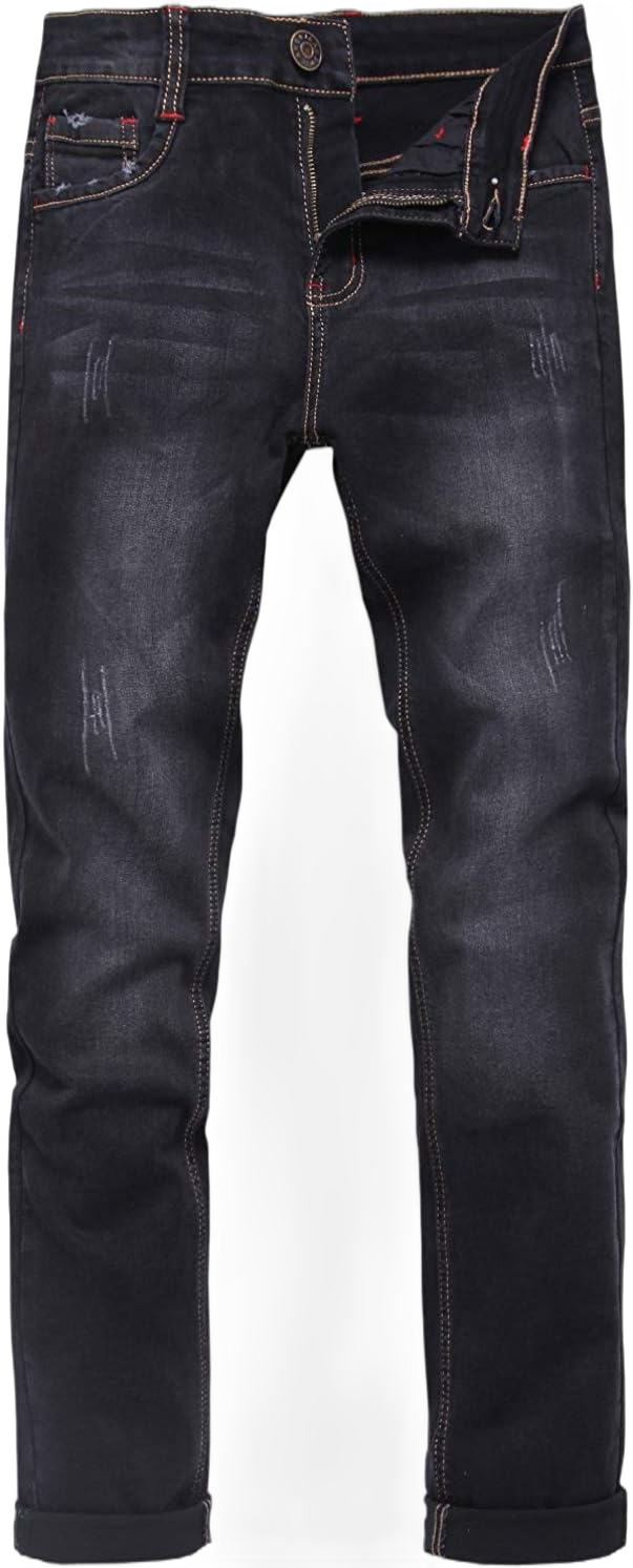 HENGAO Men's Regular Fit Straight Leg Jeans Slim Fit Skinny Stretch Comfort Denim Pants 44 7718 Black