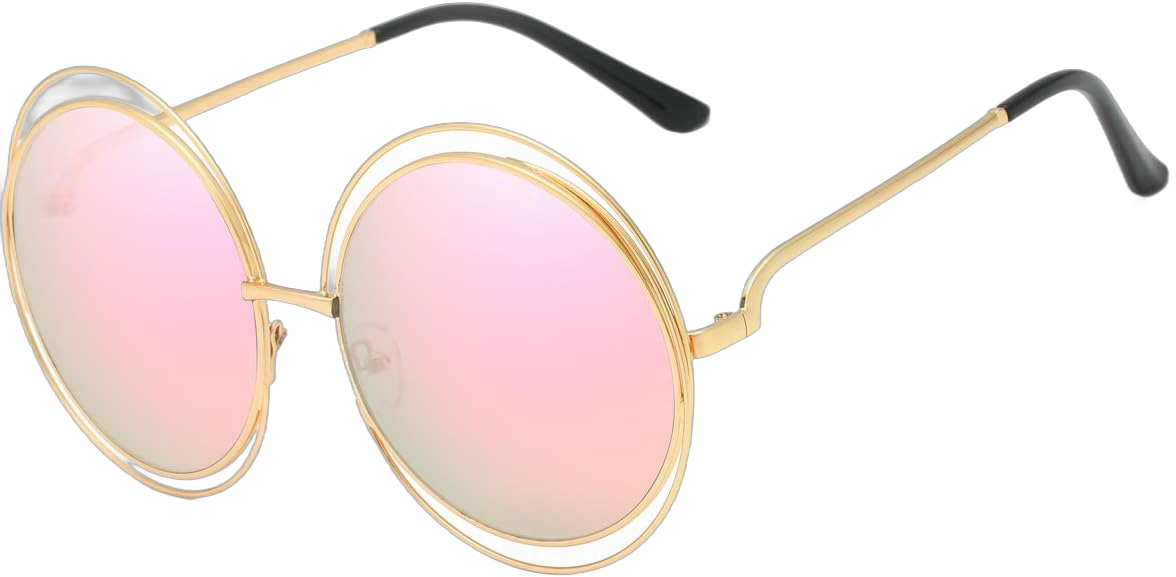 Dollger Metal Double Circle Wire Frame Oversized Round Sunglasses for Women B: Pink Mirrored Lens