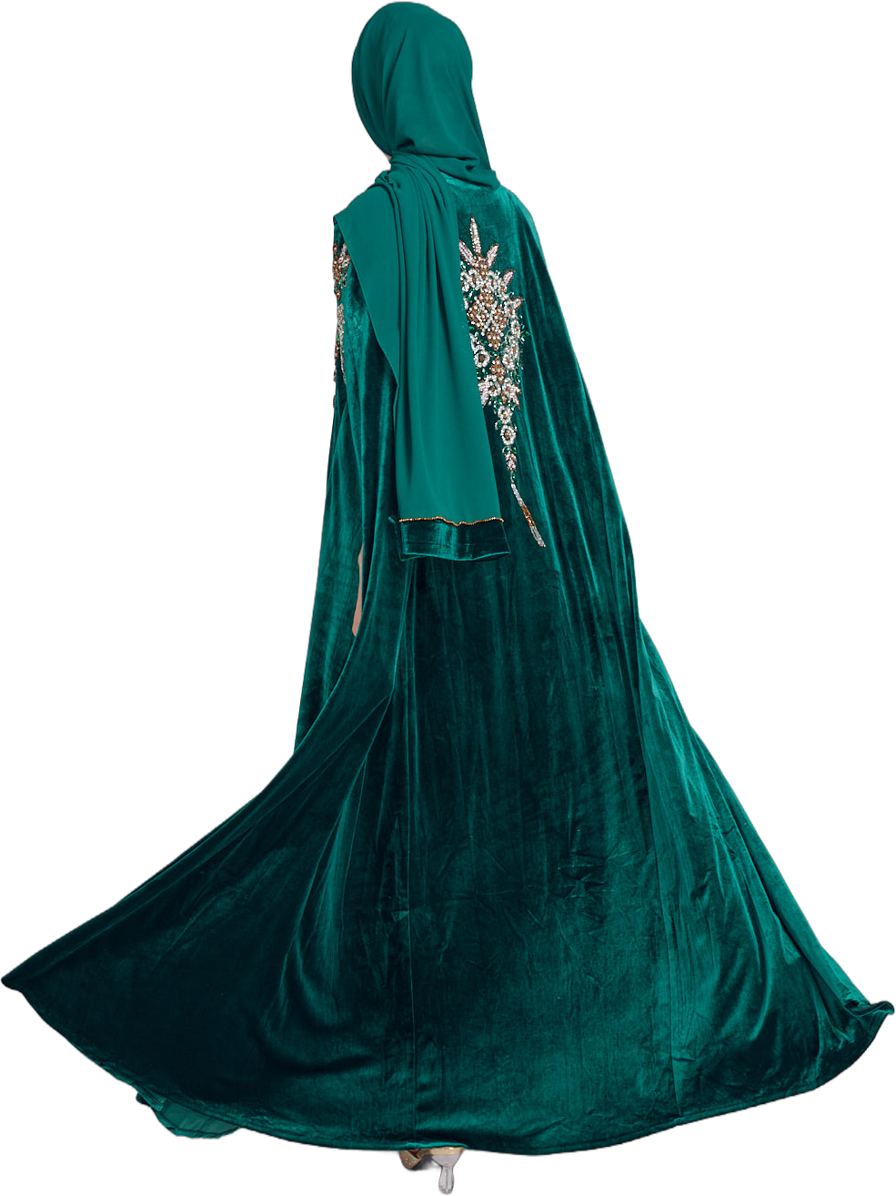 Luxury Emerald Velvet Embellished Cape